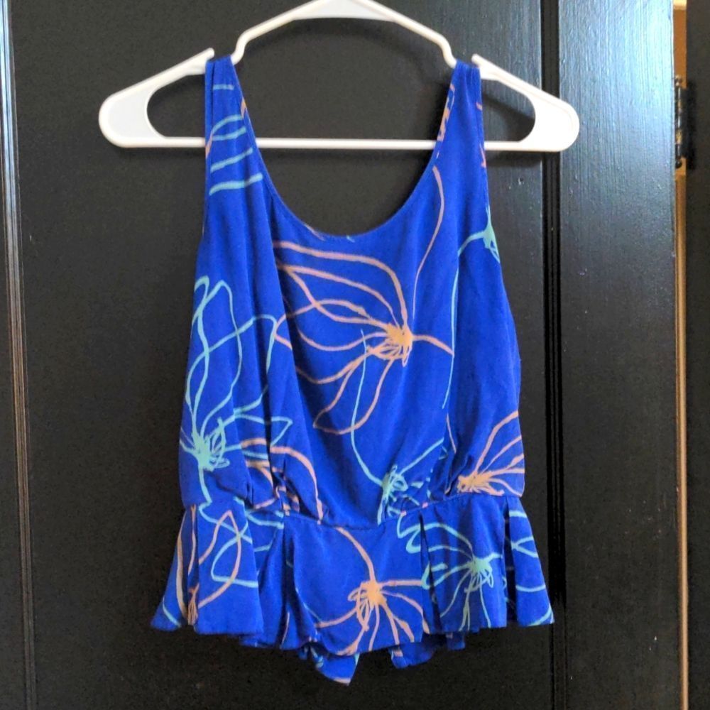 Anthropology Blue Silk Top size 2